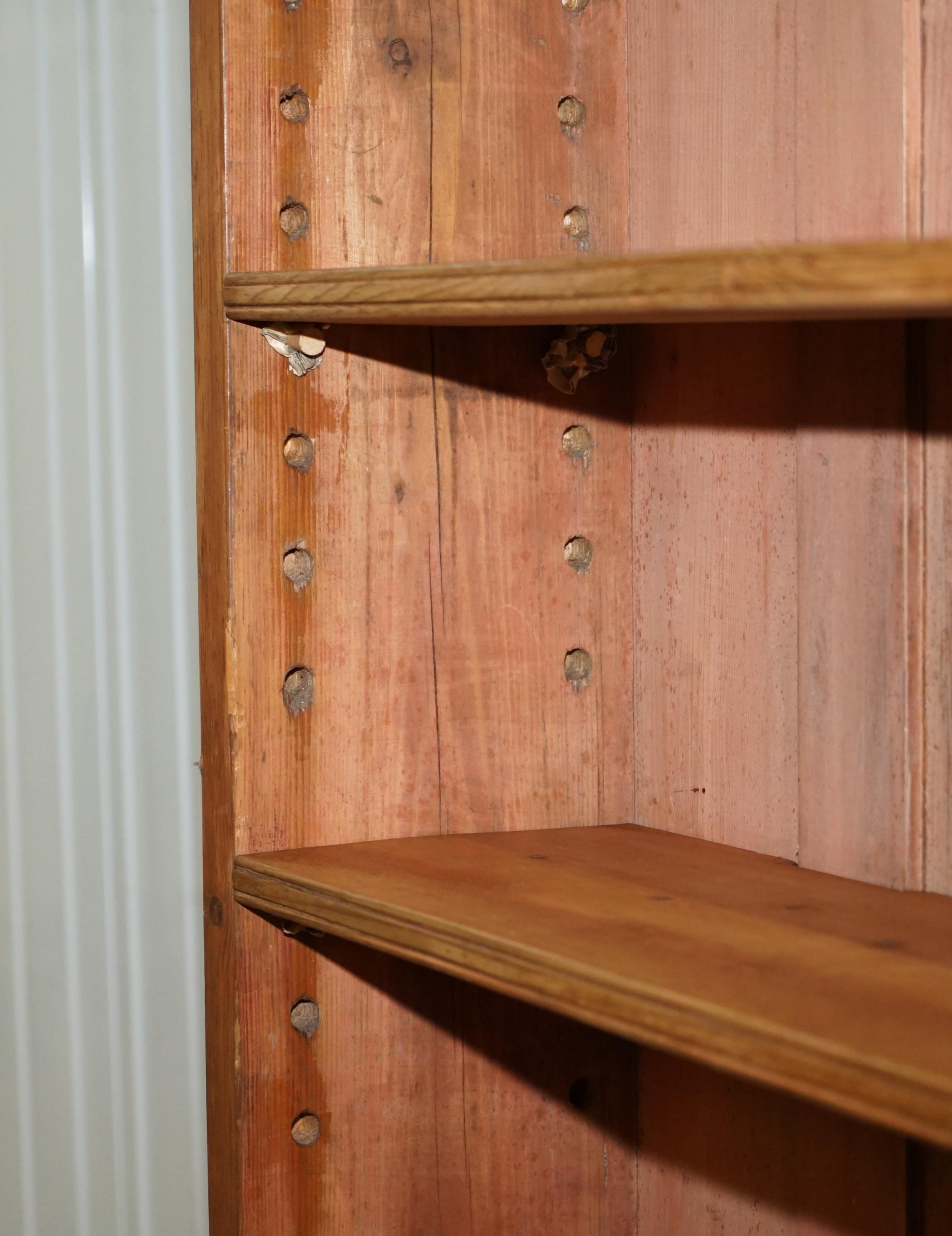 Large Tall Victorian Pine Library Bookcase with Height Adjustable Shelves 1