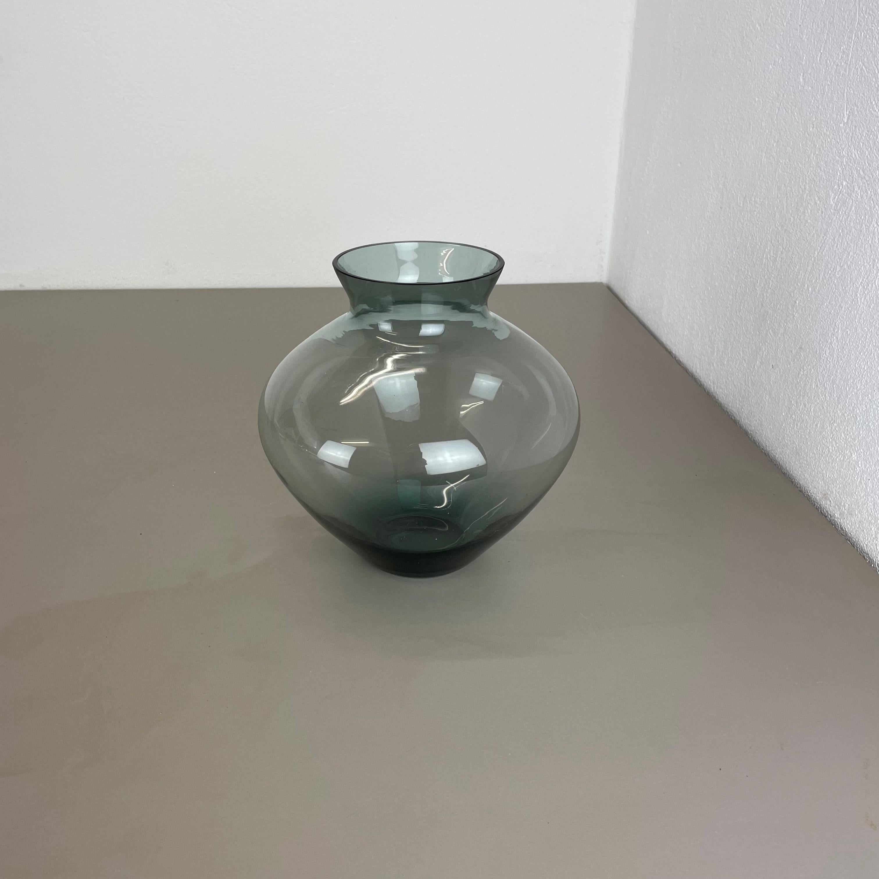 German Large Blue Tone Heart Vase Turmaline by Wilhelm Wagenfeld for WMF, 1960s