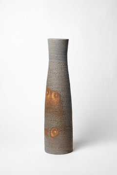 Large 21st century brown and grey ceramic floor vase or vase B. Chassang 60 cm