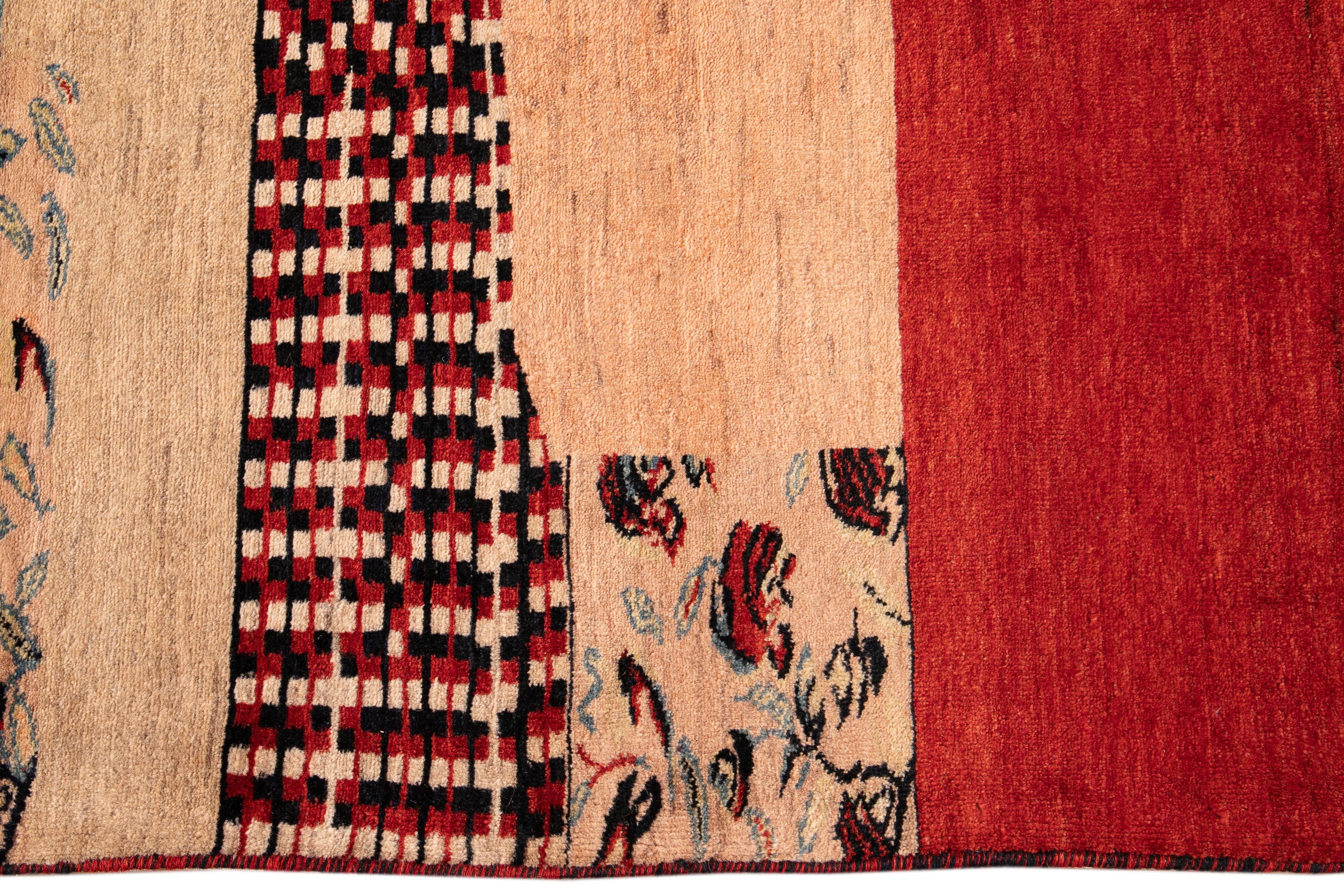 Wool Large 21st Century Contemporary Multicolored Persian Gabbeh Carpet