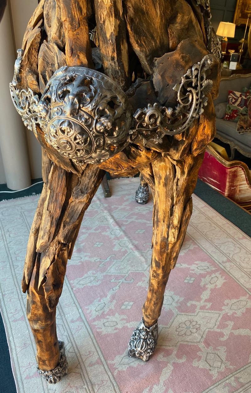 Large 21st Century Wooden Horse Sculpture with Aluminum Mane by Michael Amini In Good Condition In Middleburg, VA