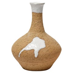 Large 21th century design white and brown stonewware ceramic vase by ATOI 2010