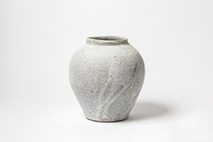 Large 21th century design white and grey ceramic moon vase by B Audureau  30 cm