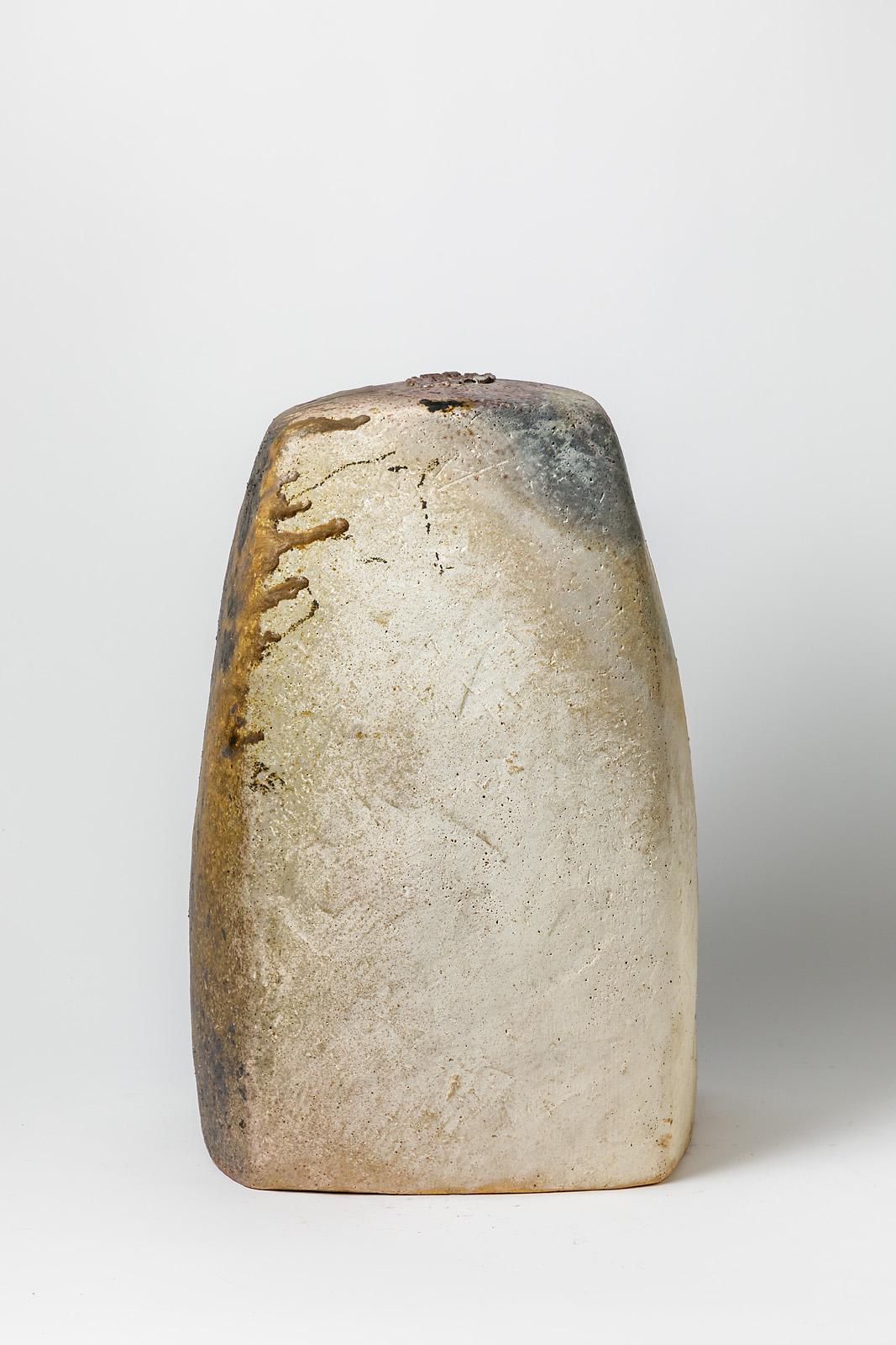 French Large 21th century stoneware woodfiring floor vase by David Whitehead La Borne For Sale