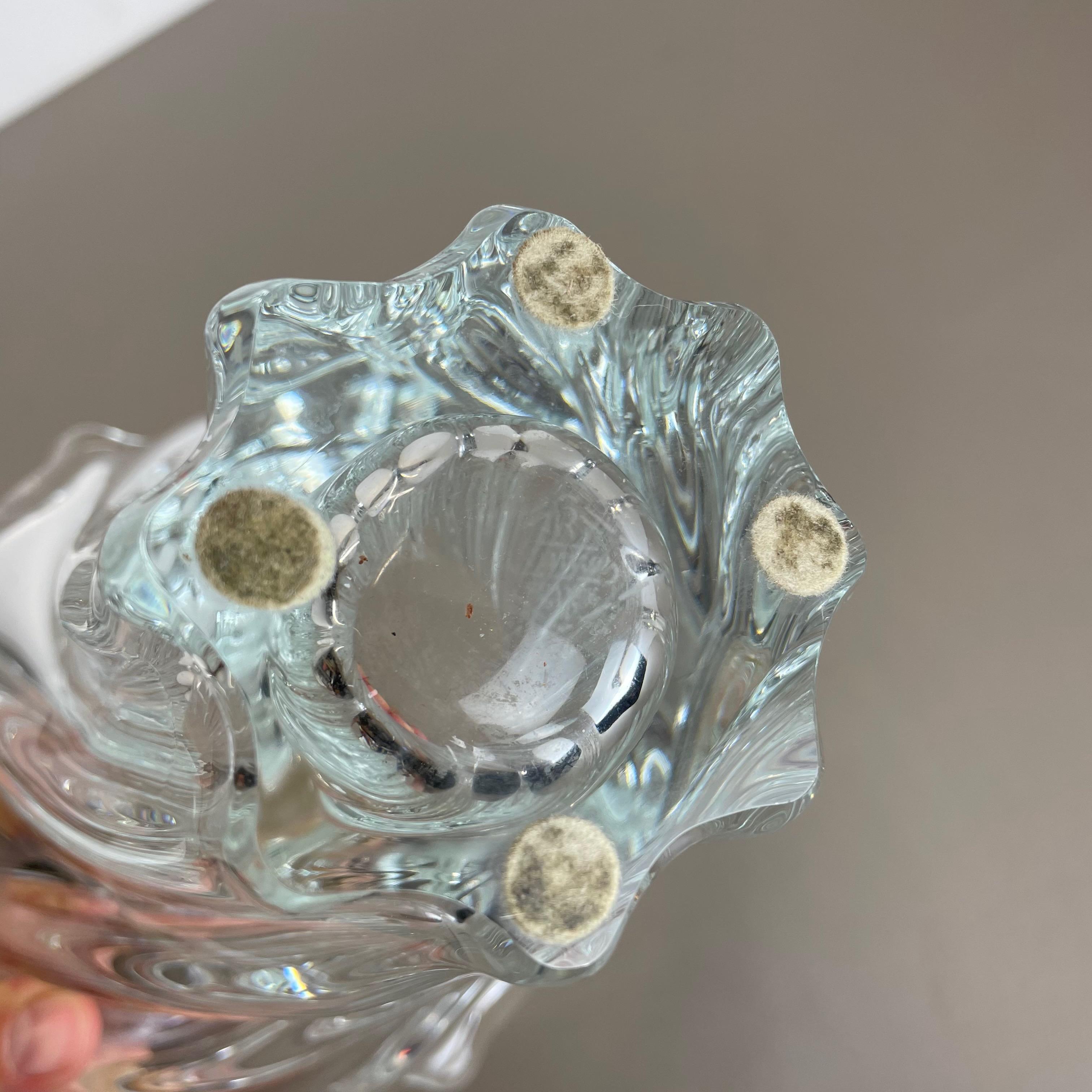Grande coupe vase en cristal floral par Art Vannes:: France:: 1970 9