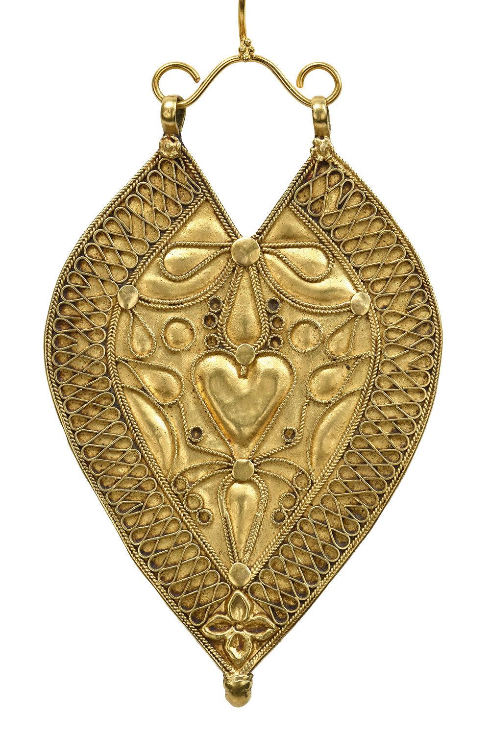 Große Ohrringe aus 22 Karat Gold aus Indien im Zustand „Gut“ im Angebot in Point Richmond, CA
