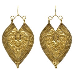 Antique Large 22kt Gold Earrings from India
