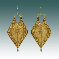 Large 22kt Gold Star Earrings from India