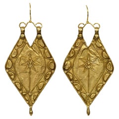 Antique Large 22kt Gold Star Earrings from India