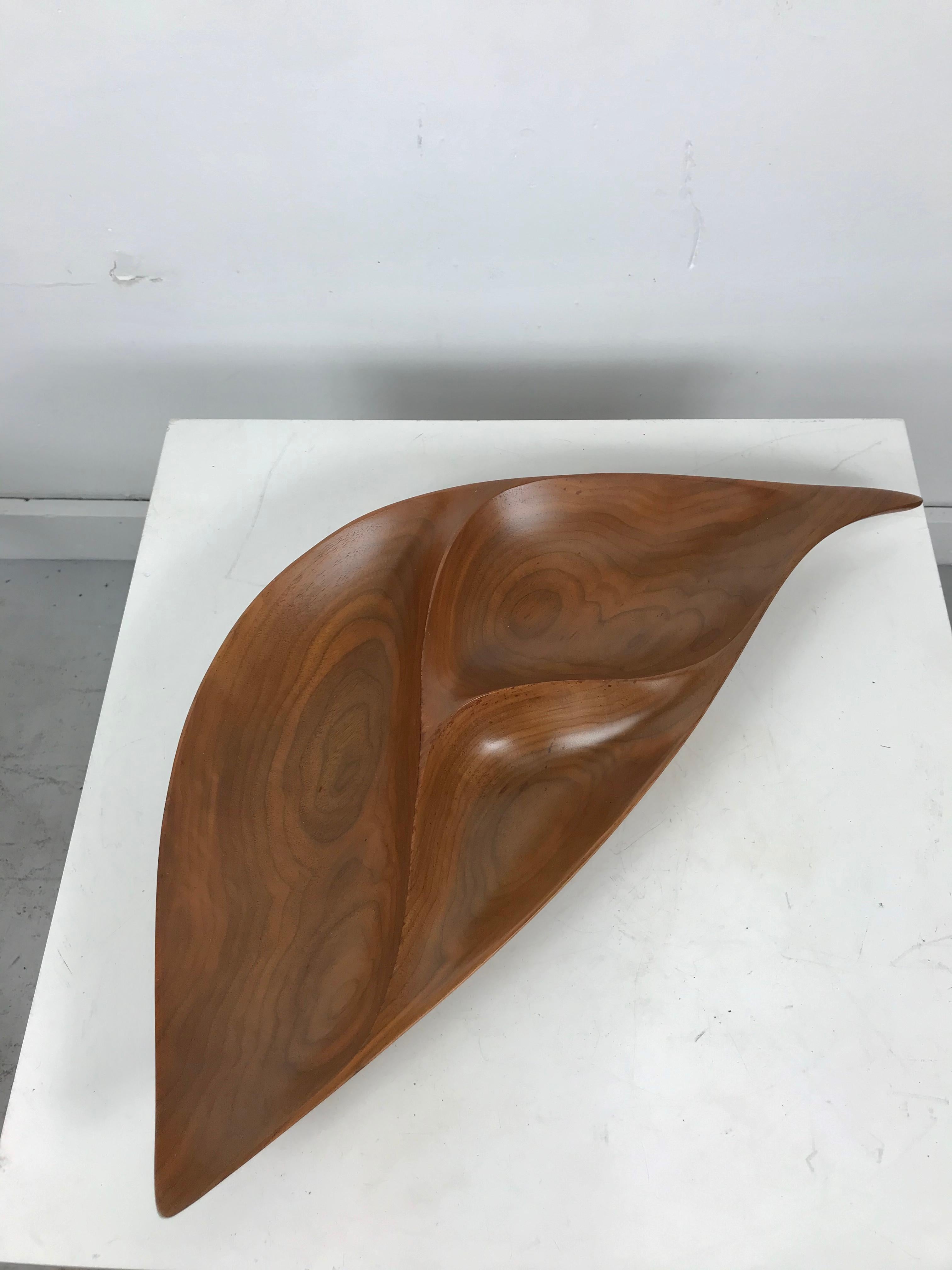 Large Emil Milan Hand Carved Compartmental Freeform Vessel For Sale 1