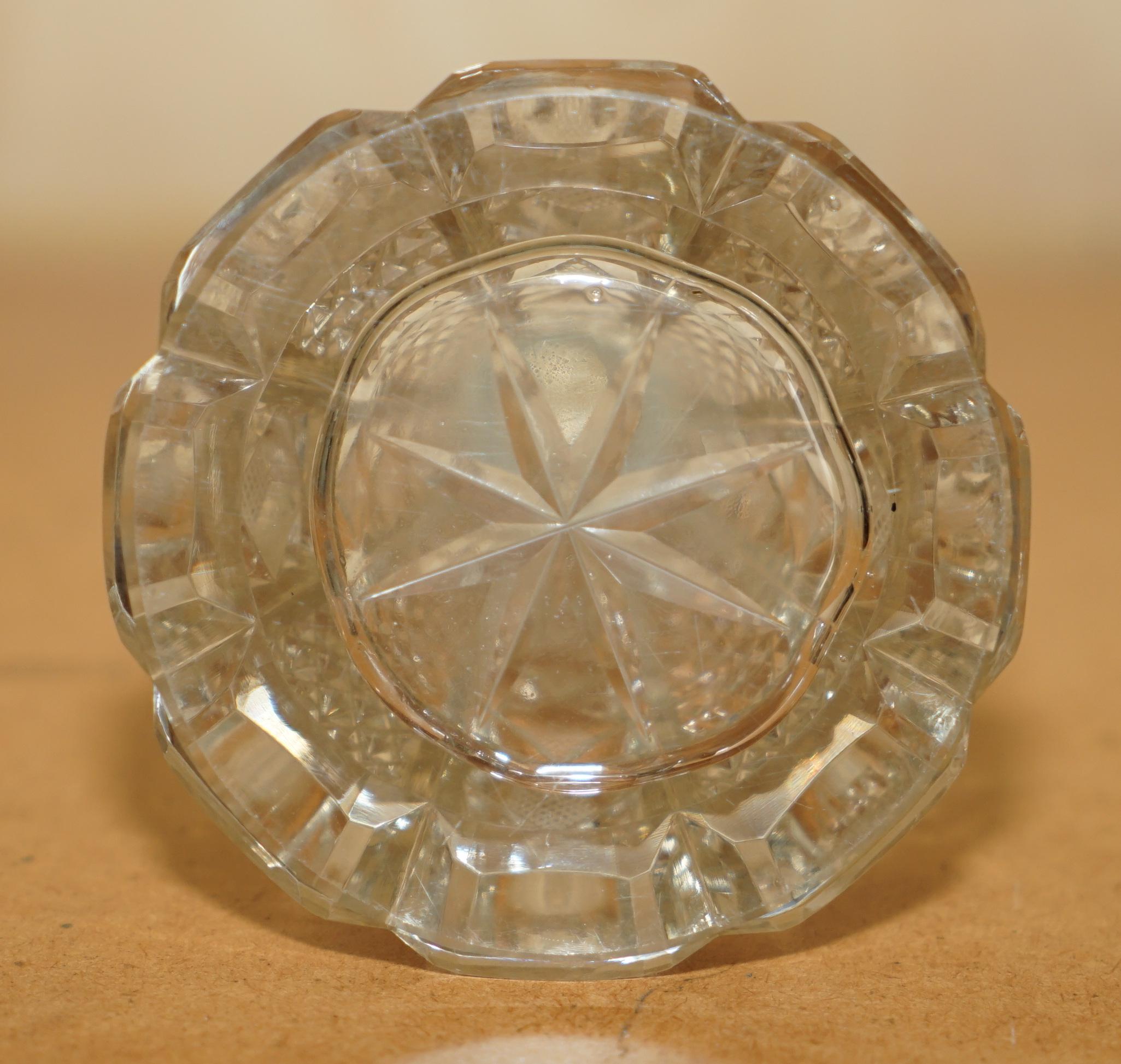 GRAN FRASCO DE PERFUME ANTiQUE 1906 23CM VIDRIO TALLADO CRISTAL PLATA ESTERLINA en venta 3