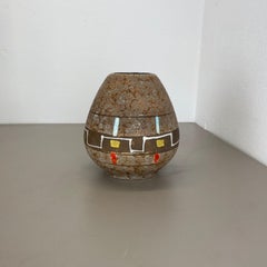 large 23cm colorful Pottery Fat Lava Vase by Scheurich, Germany, 1950s