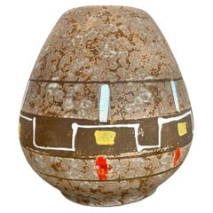 large 23cm colorful Pottery Fat Lava Vase by Scheurich, Germany, 1950s