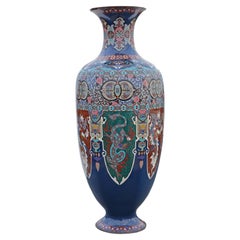 Large 24" 19th Century Japanese Cloisonne Vase - Antique Oriental Decor