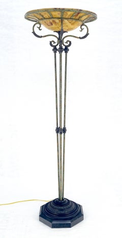 Large 24" Diameter Onyx Shade Black Marble Maitland Smith Floor Lamp MINT