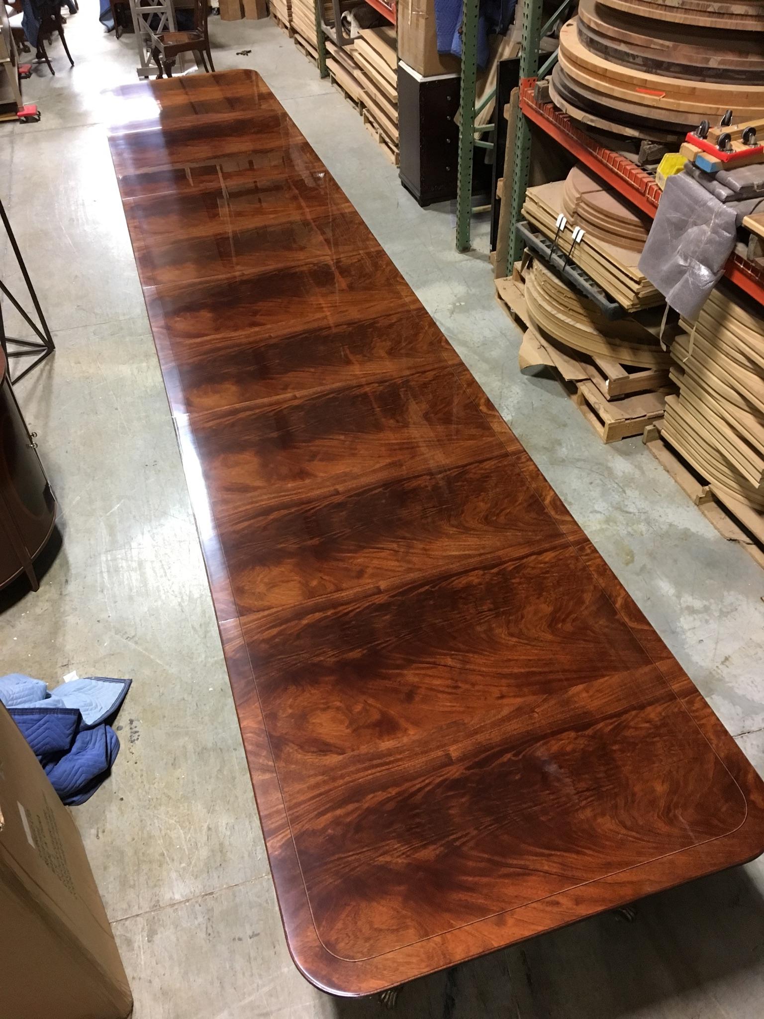 Custom Large 28 ft. Mahogany Georgian Style Dining Table by Leighton Hall For Sale 1