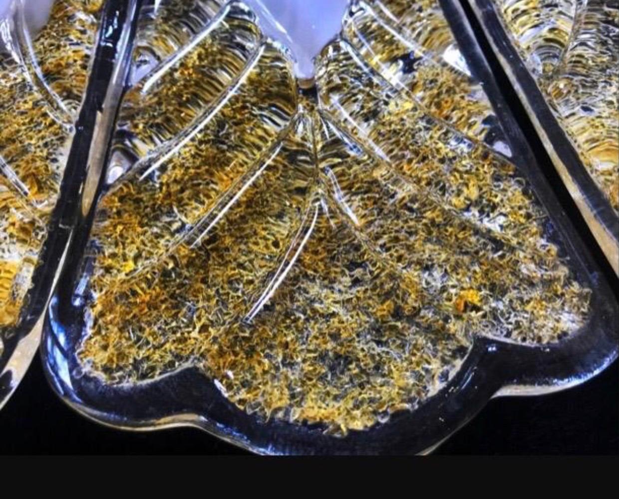 Grand lustre en forme de feuille de palmier de Murano recouvert d'or 24 carats 2
