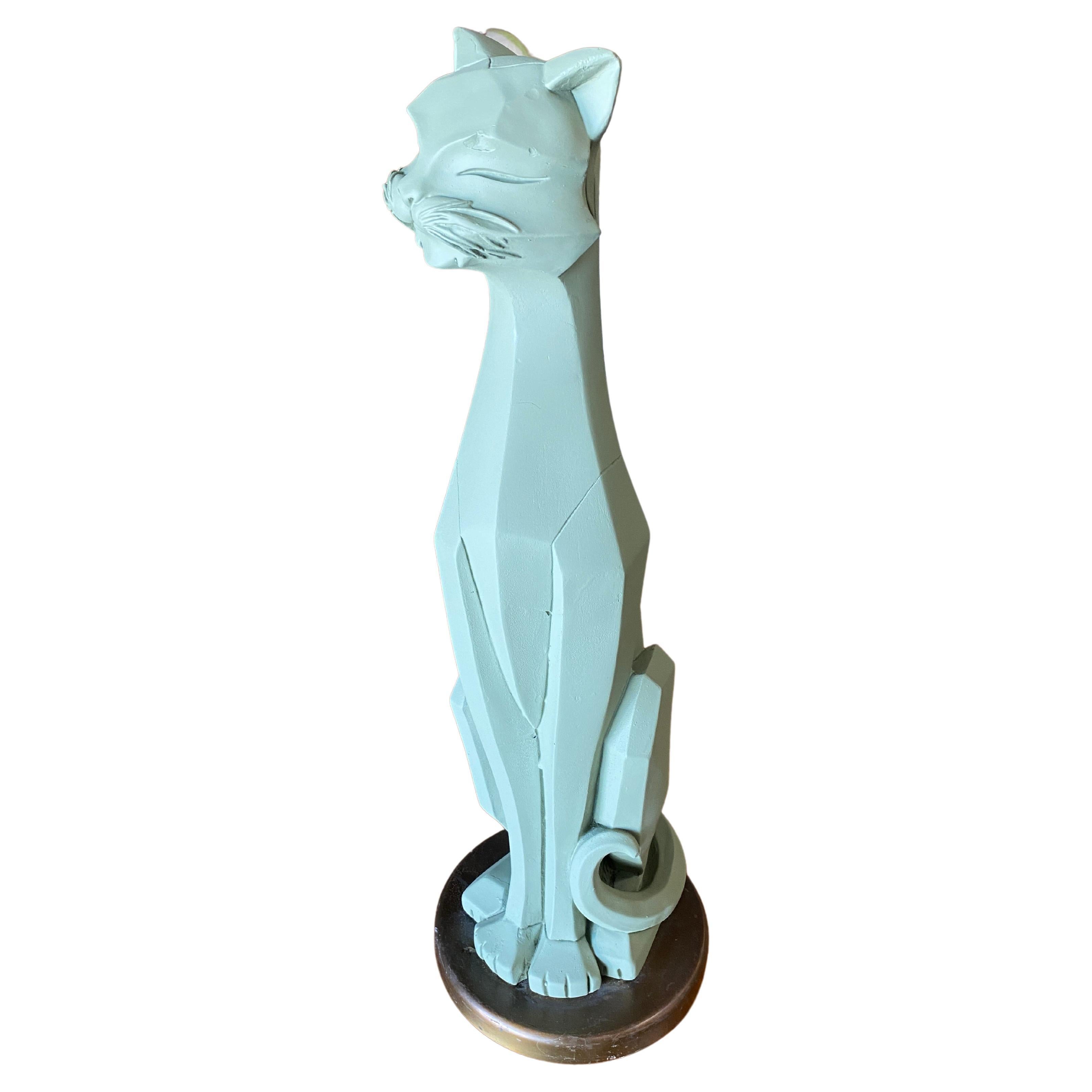 Large Mid-Century Egyptian Ceramic Bastet Cat For Sale