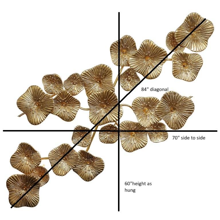 Lámpara o candelabro grande de cristal de Murano en pan de oro de 24 quilates y latón, Italia en venta 6