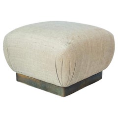 Large 25" x 25" Pouff Ottoman with Aged Brass Base by Marge Carson