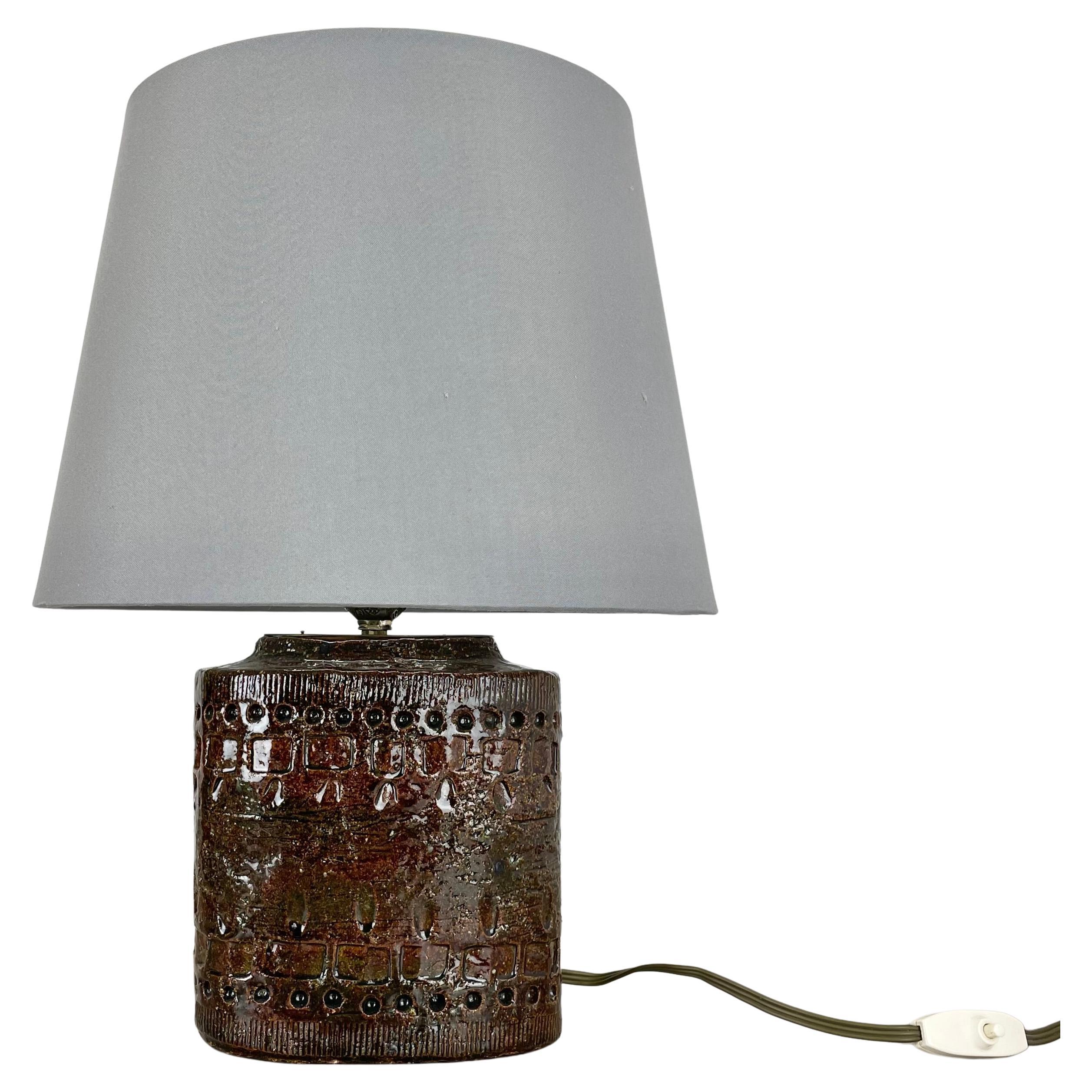 Grande lampada da tavolo in ceramica con motivo astratto da 25 cm di Bitossi, Italia, anni '70