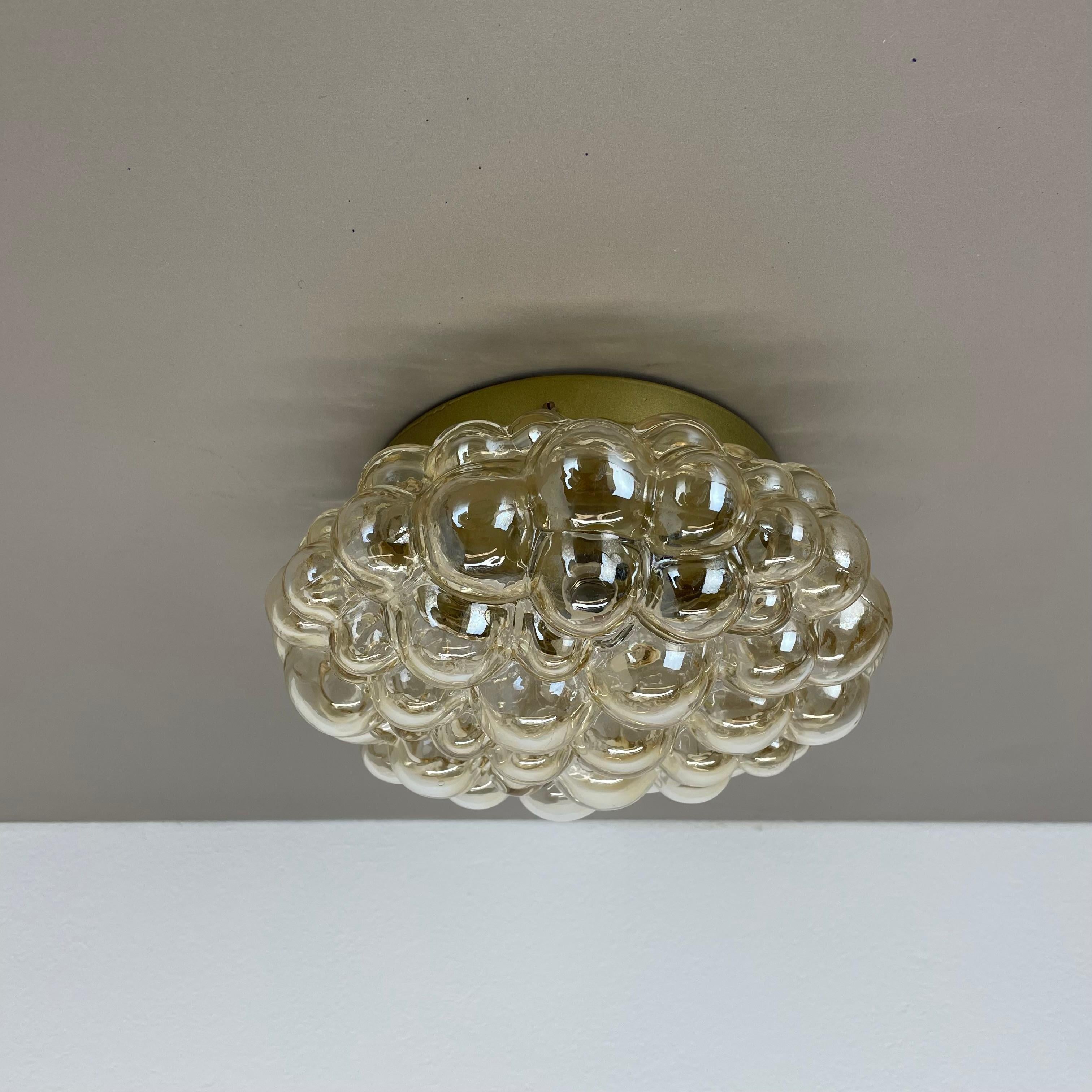 Large 25cm Bubble AMBER Wall Light by Helena Tynell for Glashütte Limburg, 1960 In Good Condition In Kirchlengern, DE