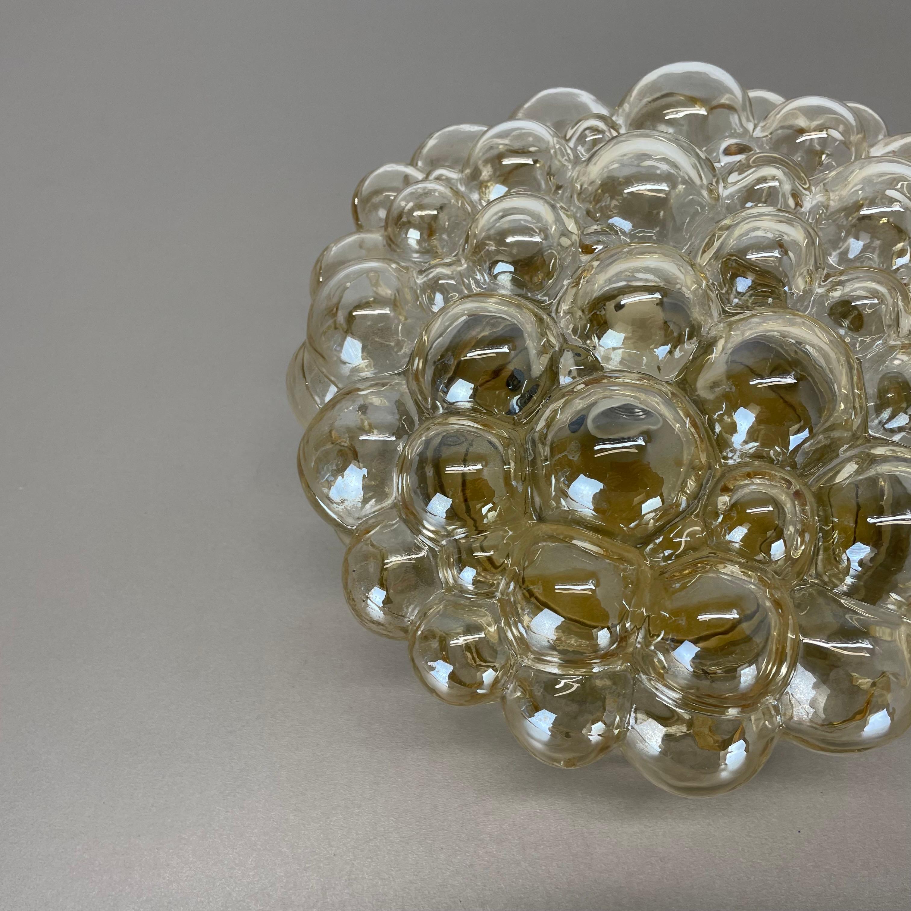 20th Century Large 25cm Bubble AMBER Wall Light by Helena Tynell for Glashütte Limburg, 1960
