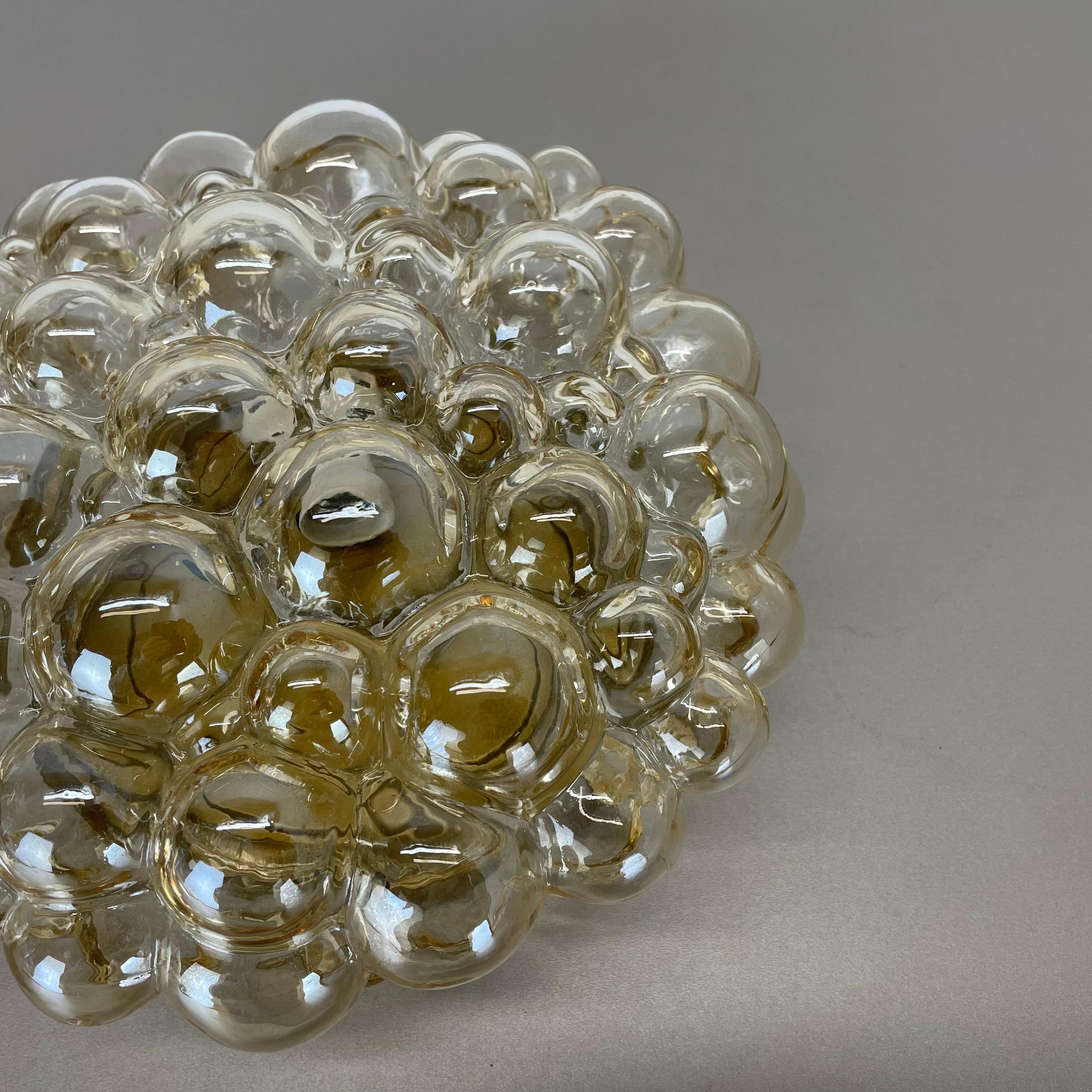 Metal Large 25cm Bubble AMBER Wall Light by Helena Tynell for Glashütte Limburg, 1960