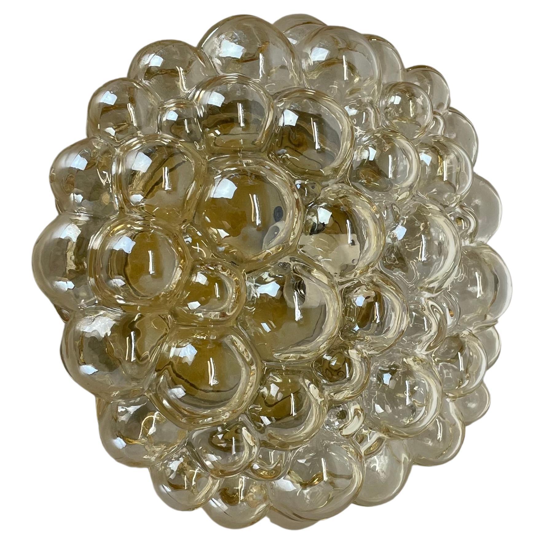 Large 25cm Bubble AMBER Wall Light by Helena Tynell for Glashütte Limburg, 1960
