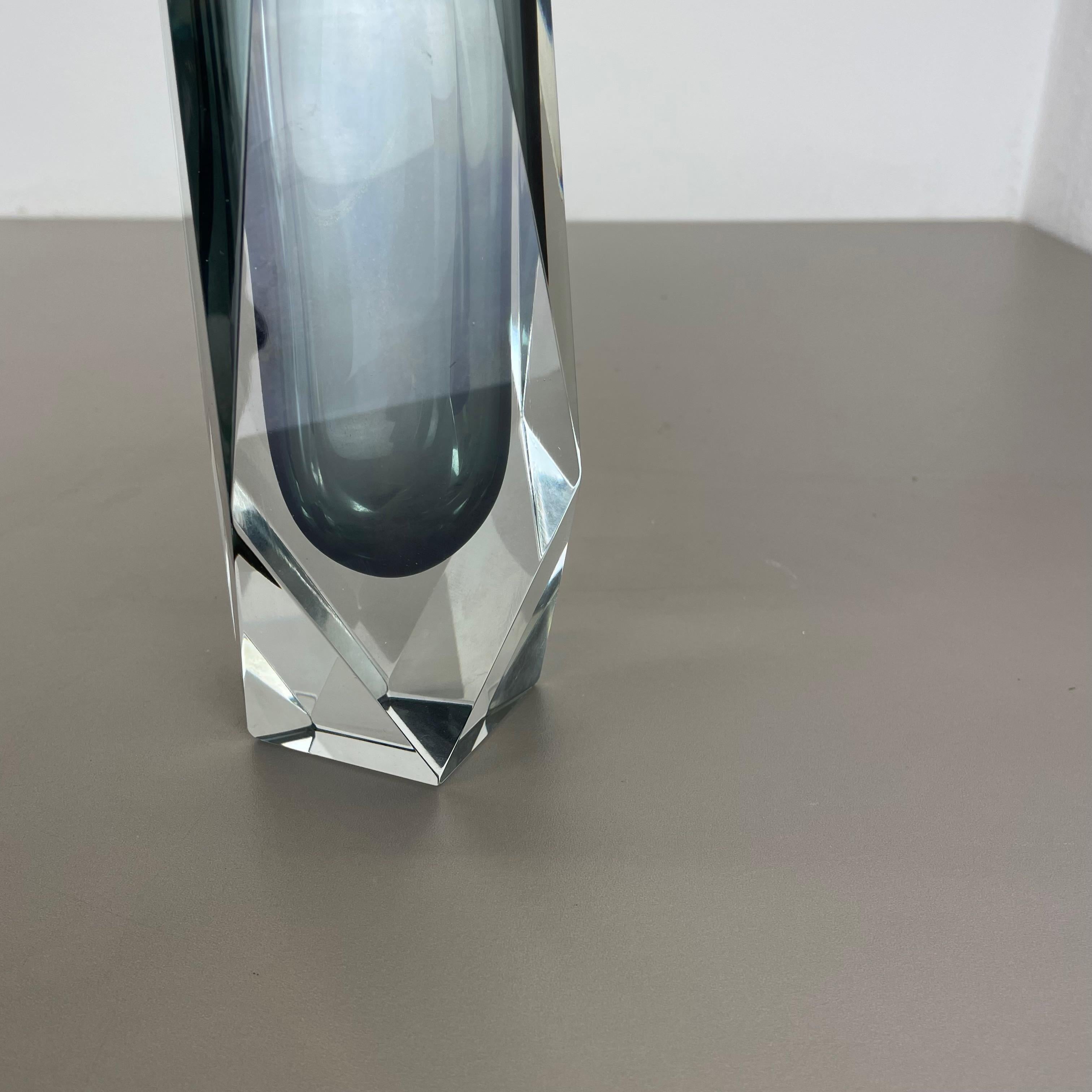 Large 25cm Grey Murano Glass Sommerso Vase by Flavio Poli Attributed, Italy 1970 For Sale 6