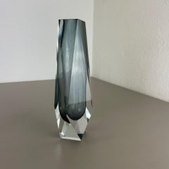 Large 25cm Grey Murano Glass Sommerso Vase by Flavio Poli Attributed, Italy 1970
