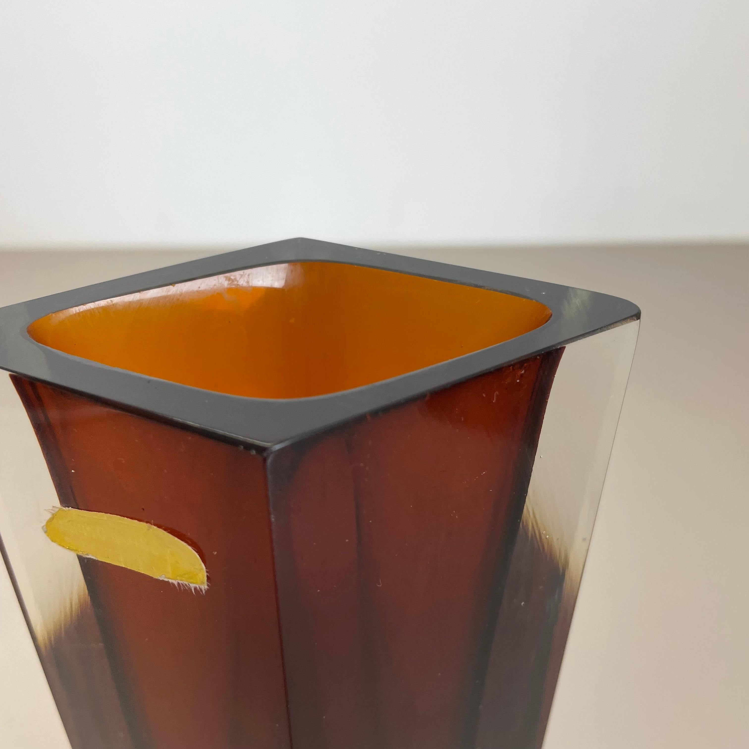 Large 25cm ochre Murano Glass Sommerso Vase, Flavio Poli Attributed, Italy 1970s For Sale 4