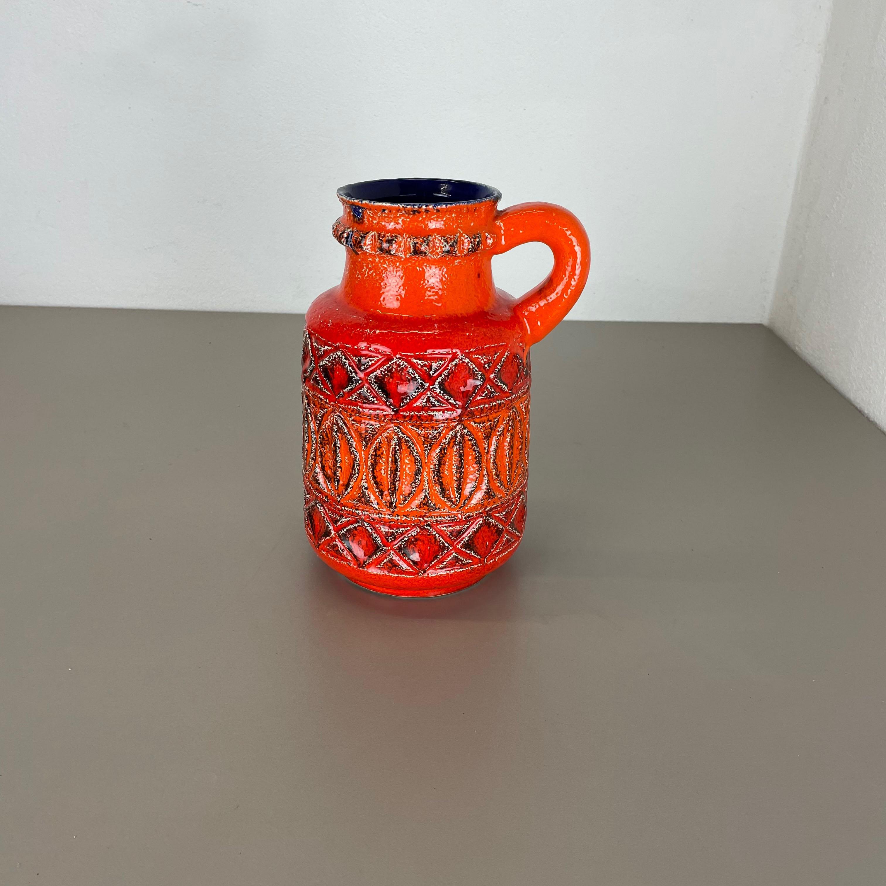 Mid-Century Modern Super Colorful Fat Lava Pottery Vase by Bay Ceramics, Germany, 1970s For Sale