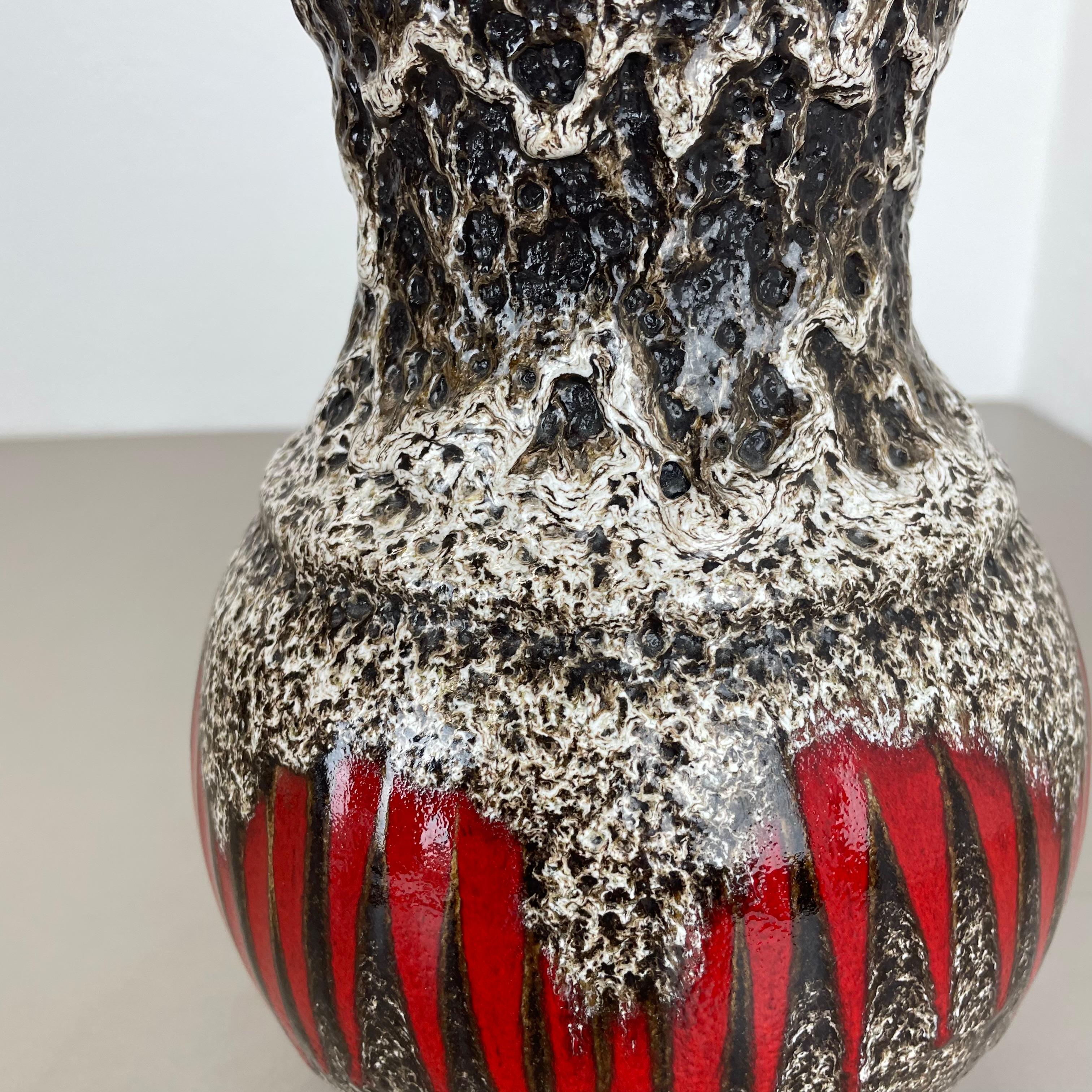 large 26cm Zig Zag Lora Pottery Fat Lava Vase by Scheurich, Germany, 1970s For Sale 4