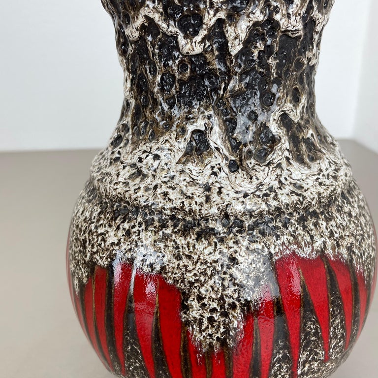 large 26cm Zig Zag Lora Pottery Fat Lava Vase by Scheurich