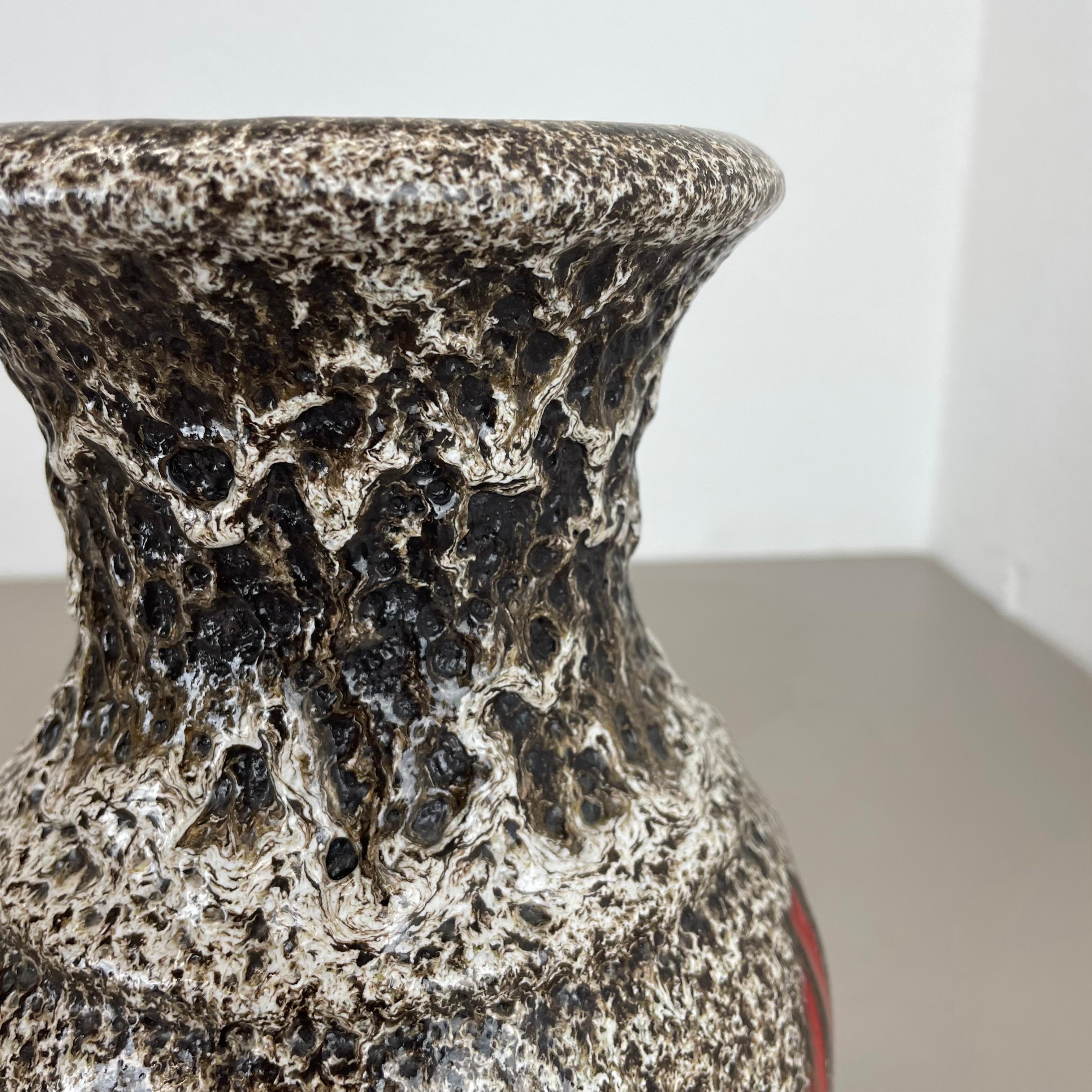 large 26cm Zig Zag Lora Pottery Fat Lava Vase by Scheurich, Germany, 1970s For Sale 6