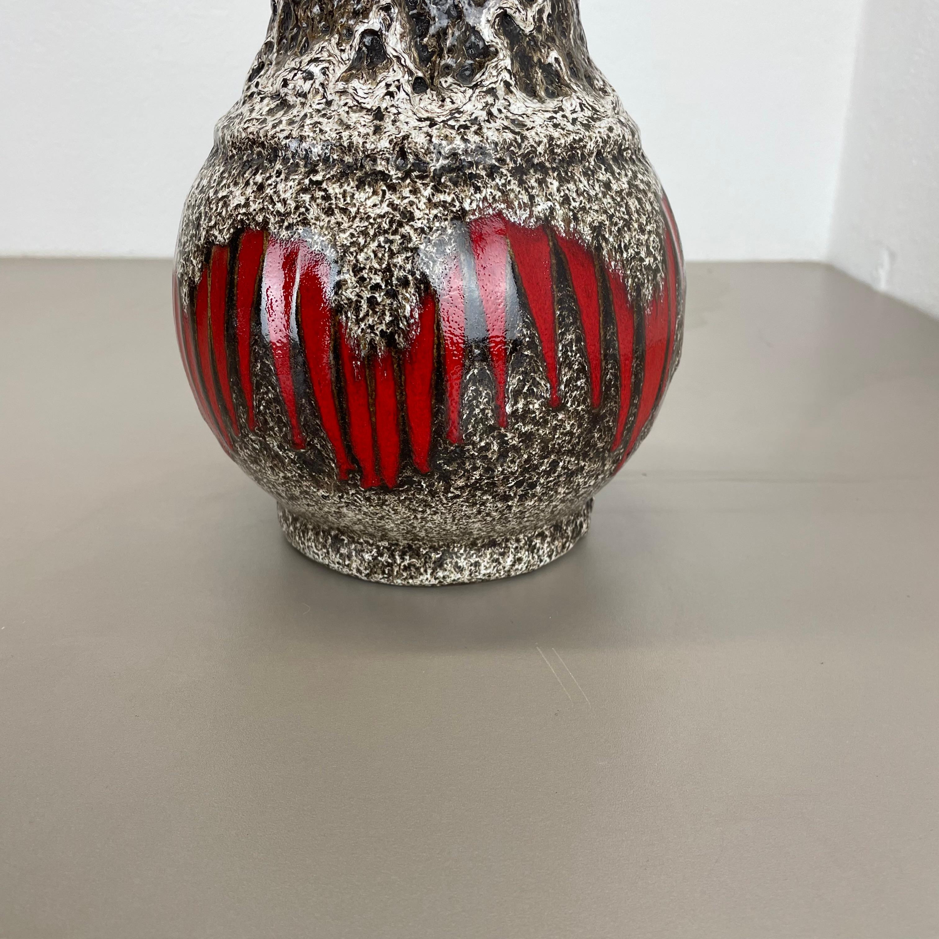 large 26cm Zig Zag Lora Pottery Fat Lava Vase by Scheurich, Germany, 1970s For Sale 7