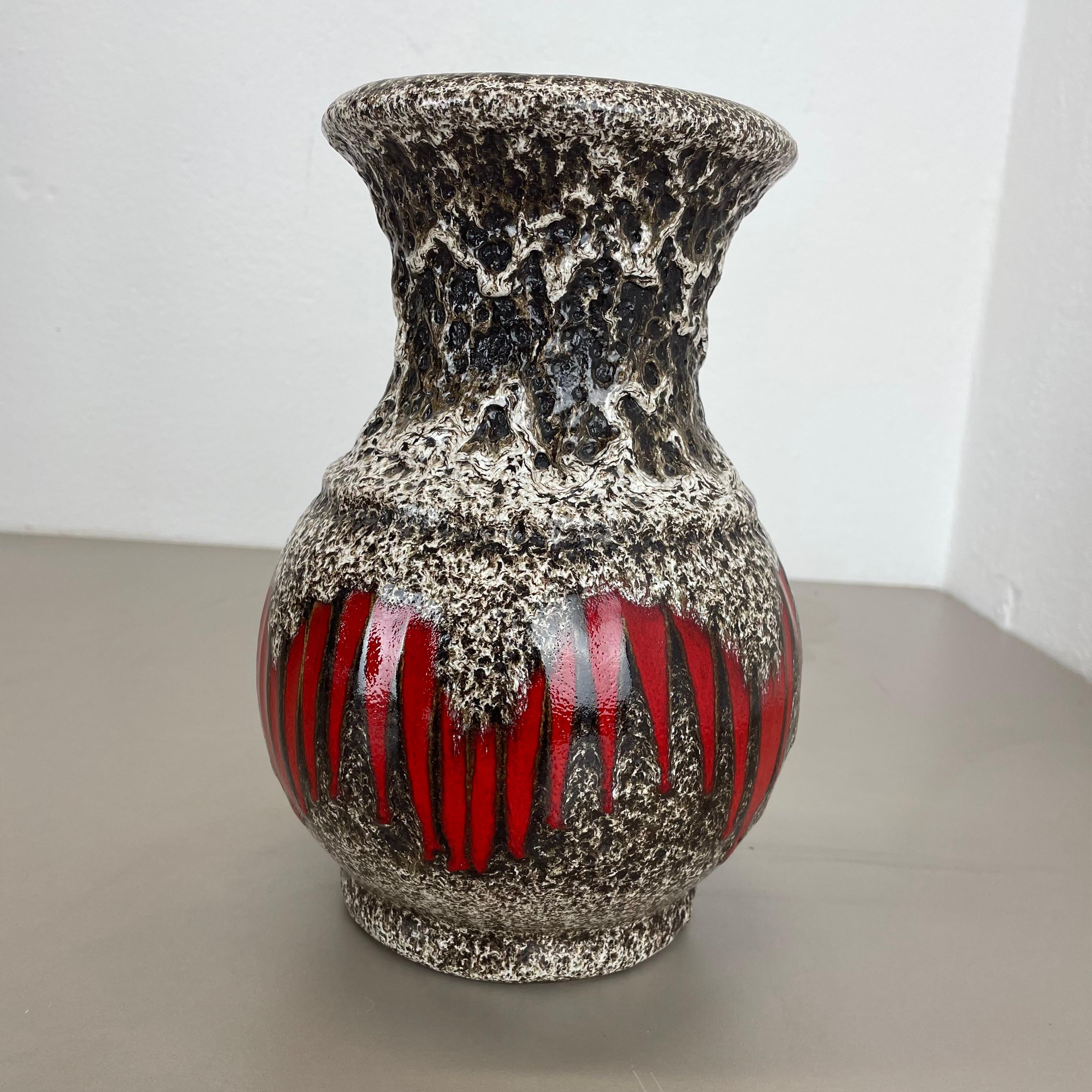 large 26cm Zig Zag Lora Pottery Fat Lava Vase by Scheurich, Germany, 1970s For Sale 8