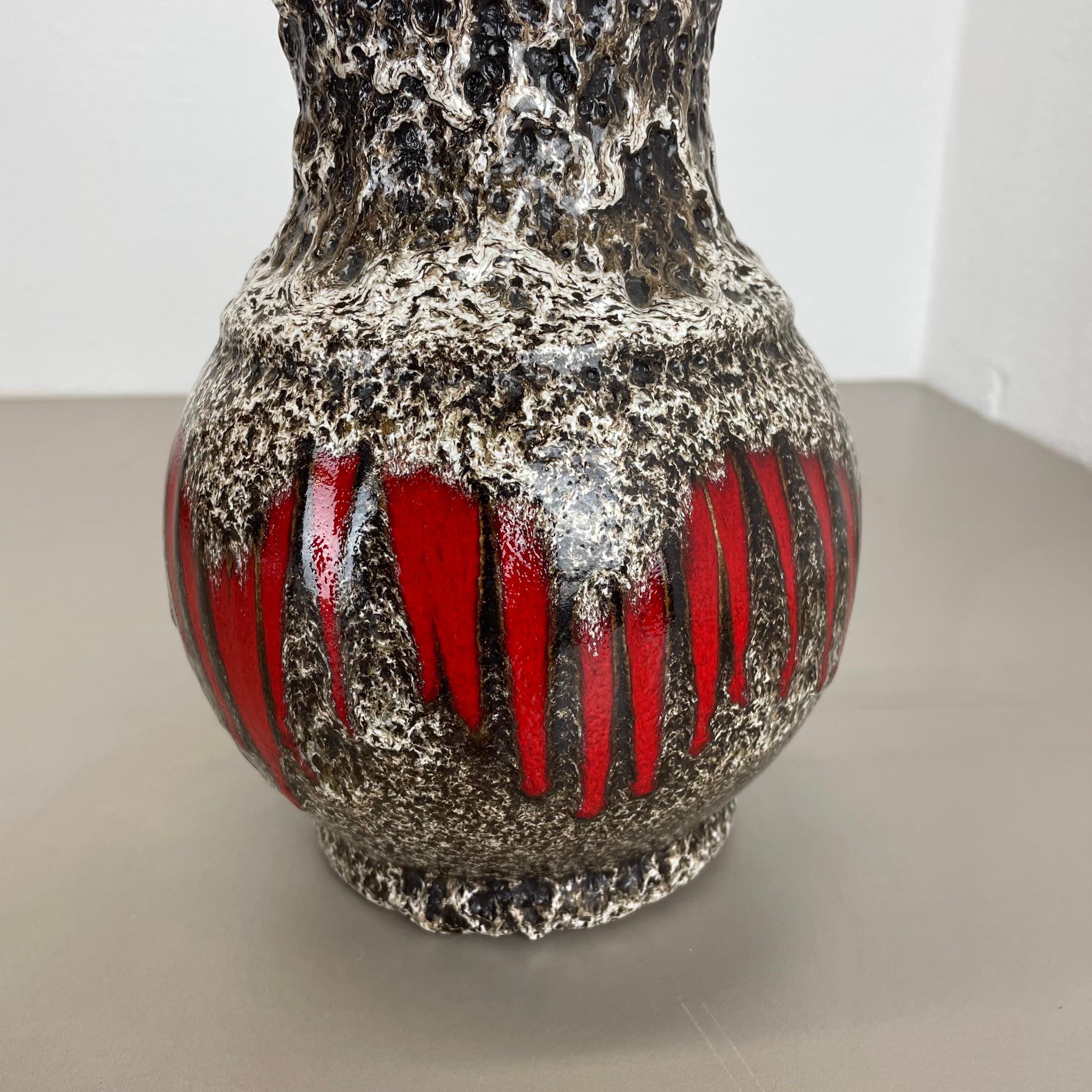 large 26cm Zig Zag Lora Pottery Fat Lava Vase by Scheurich, Germany, 1970s For Sale 9
