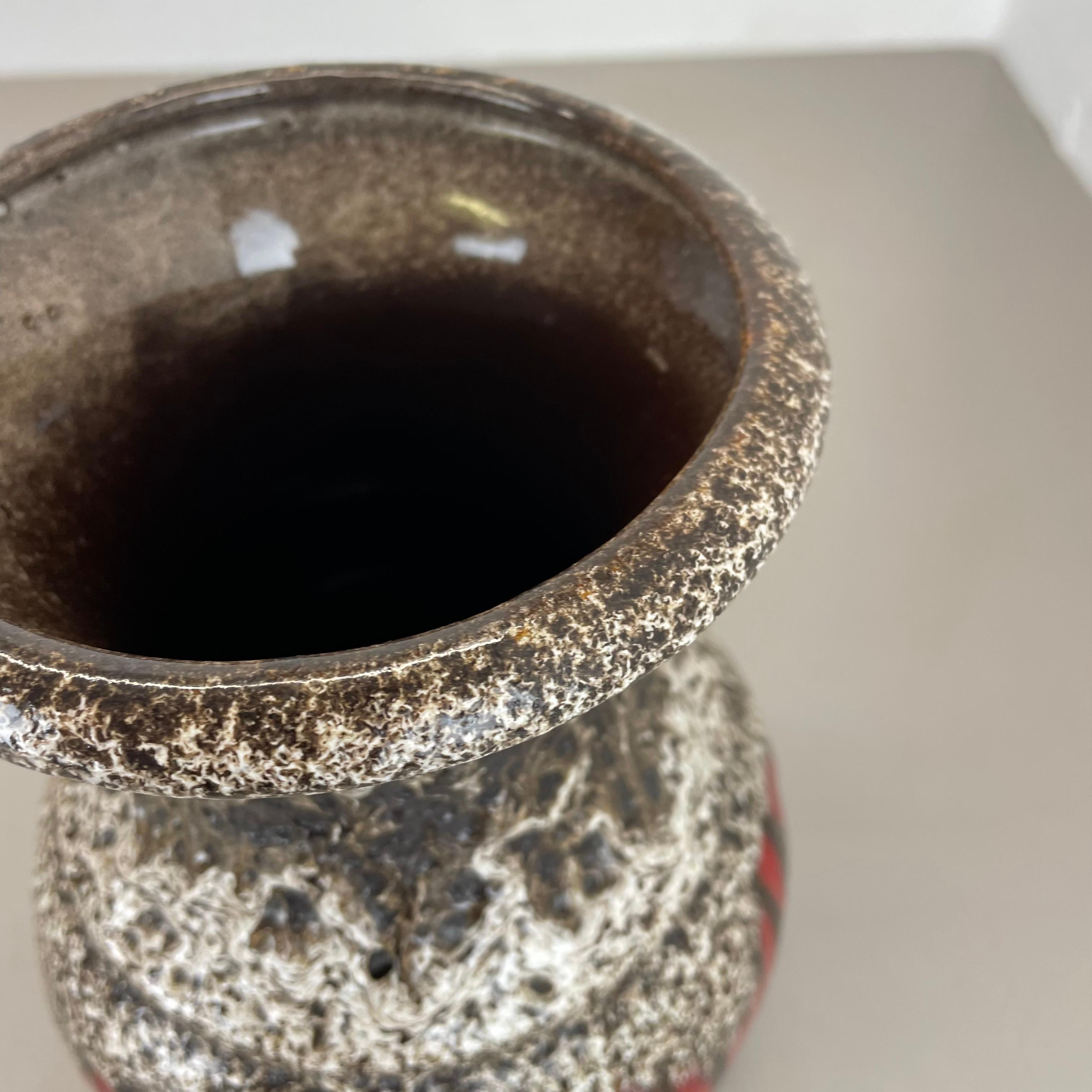 large 26cm Zig Zag Lora Pottery Fat Lava Vase by Scheurich, Germany, 1970s For Sale 1