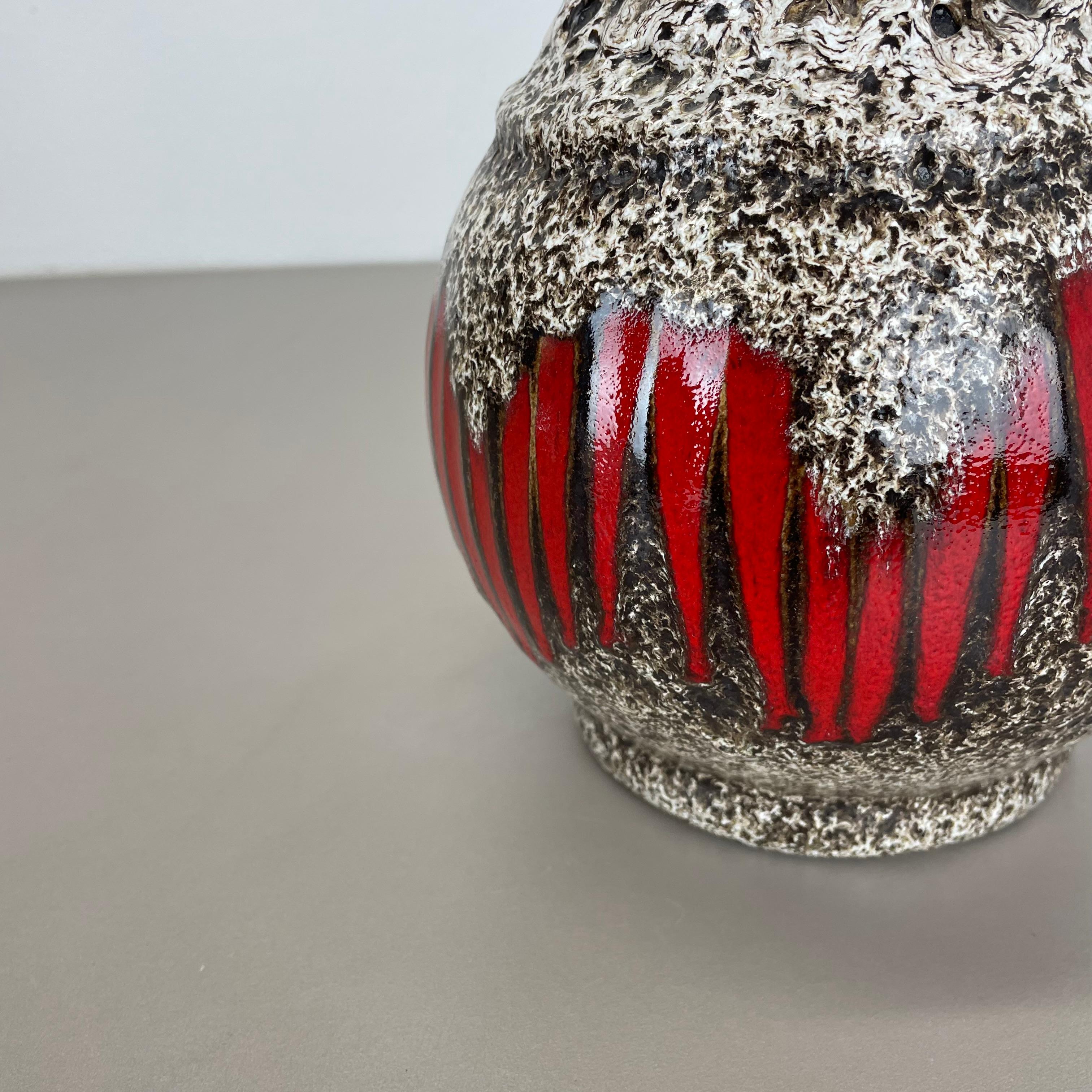 large 26cm Zig Zag Lora Pottery Fat Lava Vase by Scheurich, Germany, 1970s For Sale 3