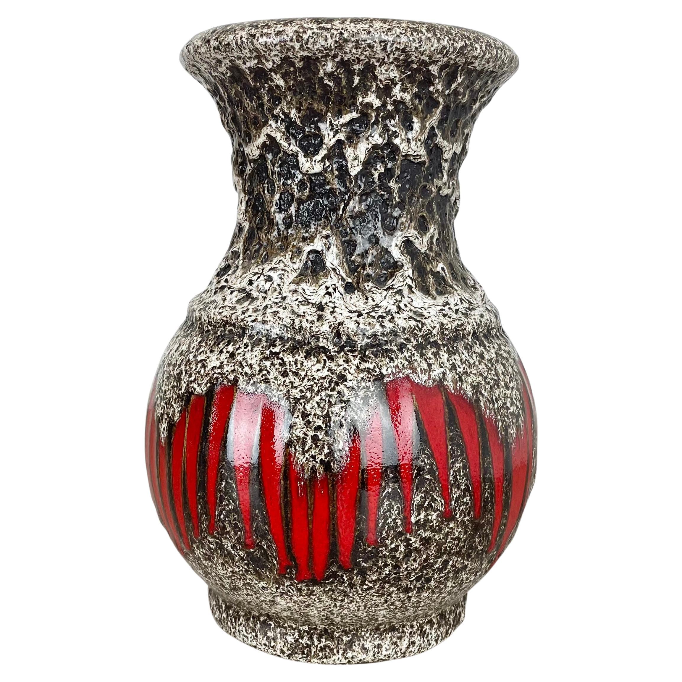 最新のデザイン large 26cm Zig Zag Lora Pottery Fat Lava Vase by Scheurich 花瓶・フラワースタンド