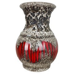 Große 26cm Zig Zag Lora Keramik Fat Lava Vase von Scheurich, Deutschland, 1970er Jahre