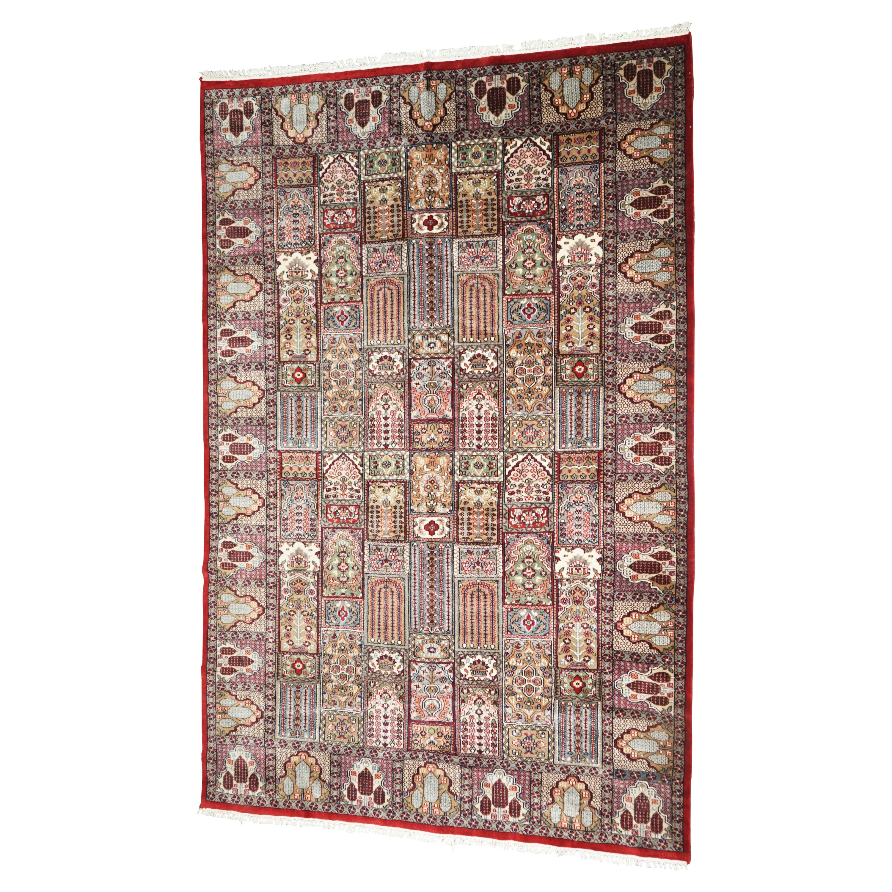 GRANDE TAPPETO MULTICOLORE 283 X 183CM TESSUTO A MANO / CARPET FLORAL TREE LOOK in vendita
