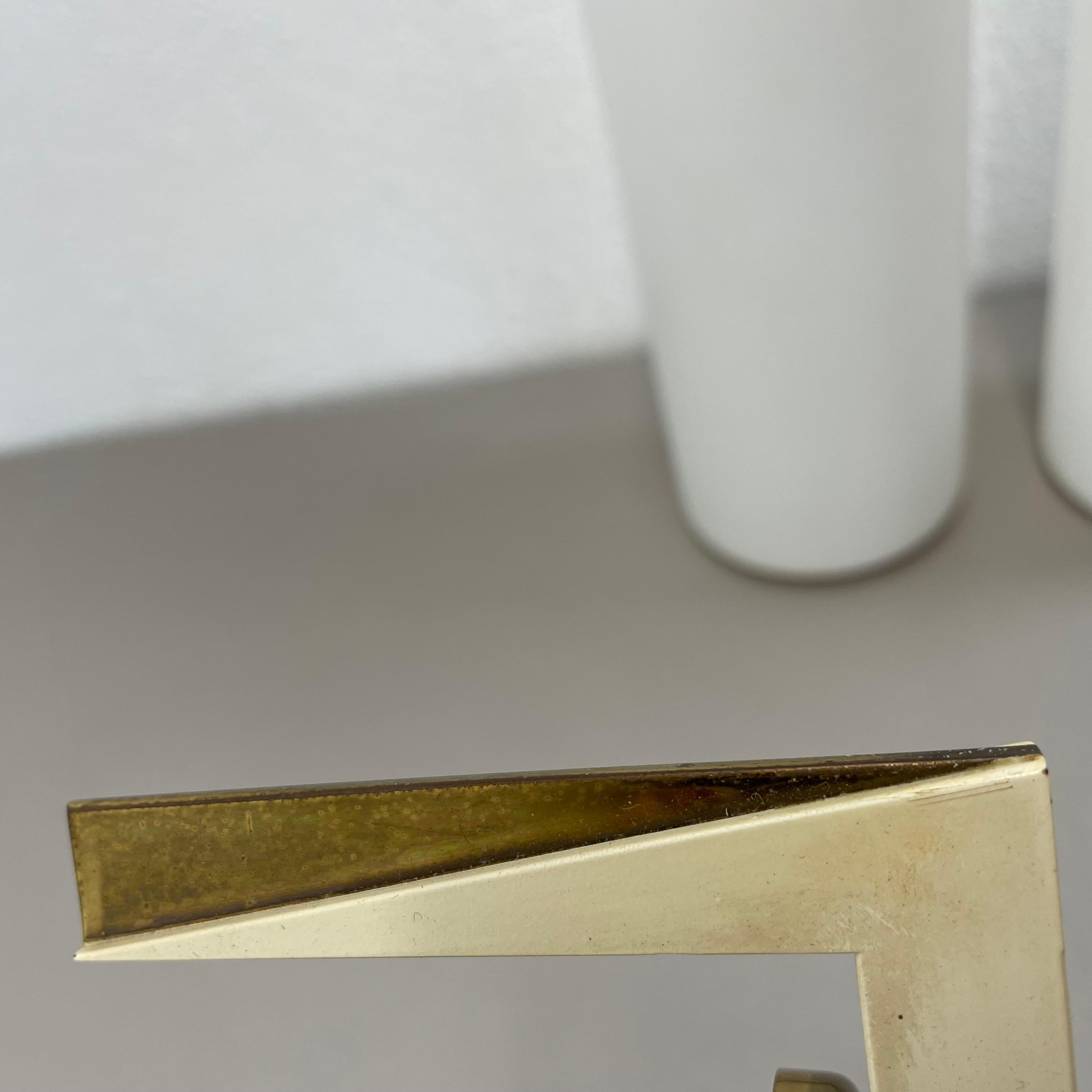 Large 28cm Modernist Brass and glass Theatre Wall Light Sconce, France, 1950s For Sale 13