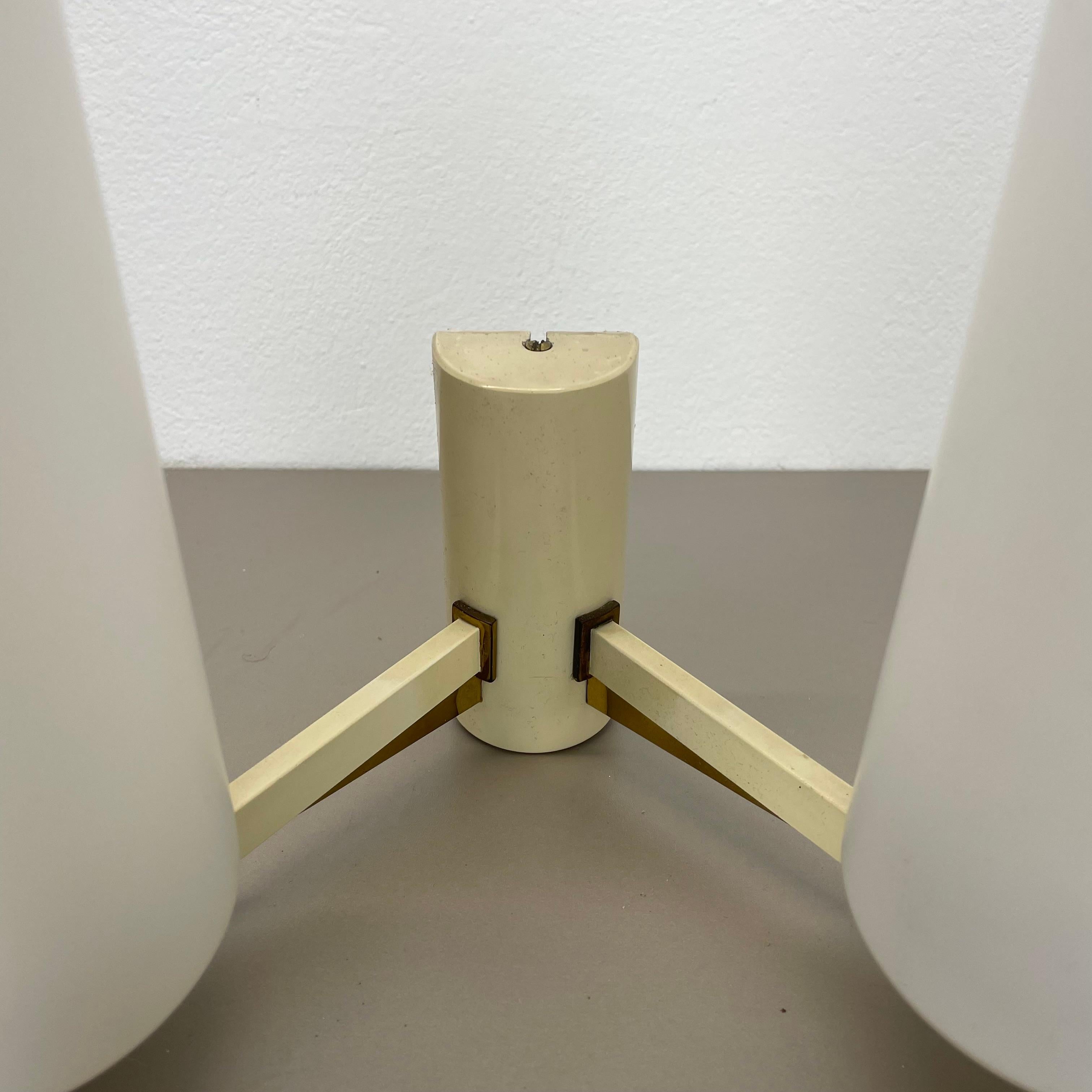 Metal Large 28cm Modernist Brass and glass Theatre Wall Light Sconce, France, 1950s For Sale