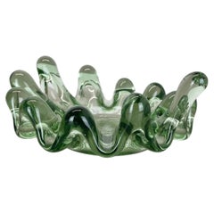Large 2.8kg Lucid Glass "Brutalist" Bowl Element Shell Ashtray, FRANCE, 1970s
