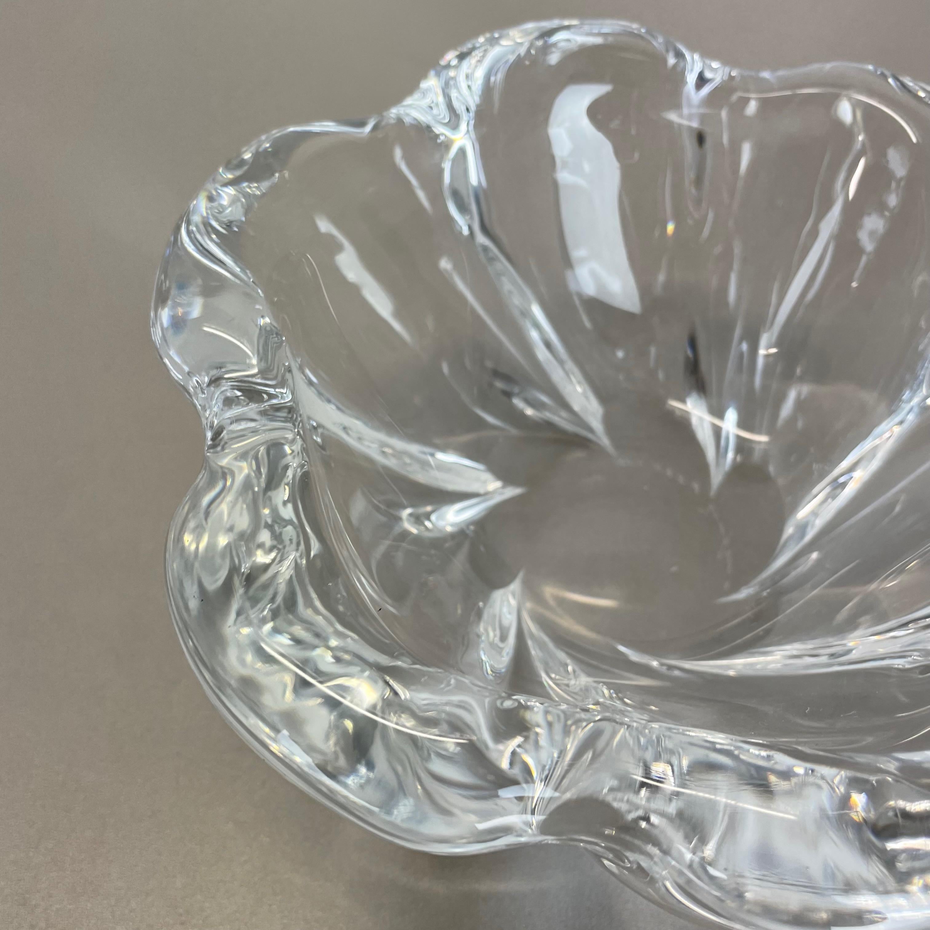 20th Century Large 2kg Floral Glass Shell Bowl Ashtray Element by Orrefors, Sweden, 1970s For Sale