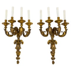 Pareja de candelabros de 4 luces Melusina de Bronce Imperio Grande, 2