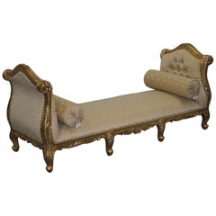 Large 3-4 Seat Victorian Gold Leaf Painted French Daybed or Chaise Longue